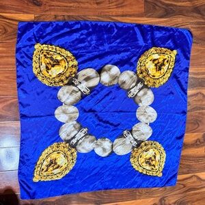 Blue and Gold Jewel Pattern Scarf